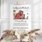 40th Anniversary party decorative sign template with a photo and stats of the couple's life together. A great personalized addition to their 40th Anniversary party decorations or gift. Instant download, edit in Corjl. Printable Anniversary sign By Tangled Tulip Designs