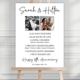 Editable 50th Anniversary stats sign with photos of then and now. A great personalized addition to their 50th Anniversary party decorations for their Golden Wedding Anniversary.