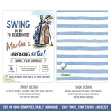 Editable Golf Surprise 50th Birthday Invitation, Man Golf Theme Party Digital Invite