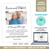 Editable 60th Anniversary Sign with Photo and Stats, Happy 60th Anniversary Printable Poster