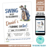 Editable Golf Surprise 60th Birthday Invitation for a man, Golf Theme Party Digital Invite