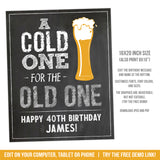 40th Birthday Sign Template Man Party Decoration Beer Theme