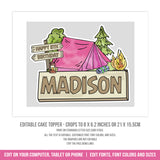 Campout Birthday Cake Topper for Girls, Printable Digital Download