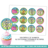 Camping Party Cupcake Toppers Girls Backyard Campout Birthday Decorations