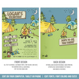 S'mores Campout Party Invitation. Boy Editable S'more Birthday Camping Digital Invite Template