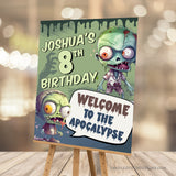 Welcome to the Zombie Apocalypse! Get ready to unleash some undead fun with our Zombie Welcome Sign, perfect for birthdays or Halloween parties. This editable sign features cute yet gruesome zombies. Available in two sizes, this sign is fully customizable and ready to set the mood for an unforgettable zombie-themed event. Instant Download and Editable in Corjl. By Tangled Tulip Designs.