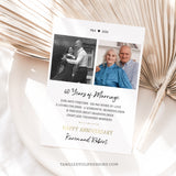 60th Anniversary greetings card with photos of the couple. A fully editable template to create a personalized 60th Anniversary card with stats of their life together.