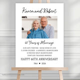 This 60th Anniversary sign is an editable template with a photo and stats of the couple's life together. A great addition to their 60th Wedding Anniversary party decorations. Artwork provided in 3 sizes.