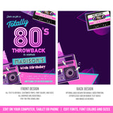 Editable 80s Party Invitation for a woman, 80s Throwback Digital Invite