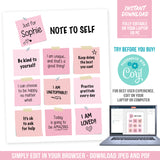 EDITABLE Affirmations for Kids. Daily Self Affirmations, Note to Self Poster Sign, Encouragement Notes Girls NOT1