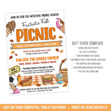 Editable Fall Picnic Flyer Template for School or Community Fundraiser