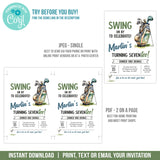 Editable Golf 70th Birthday Invitation Template, Golfer Theme Party Digital Invite for any age