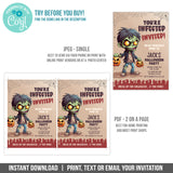 Zombie Halloween Party Invitation Template for Kids