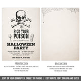 Halloween Party Invitation Template Pick Your Poison Skull