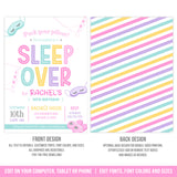 Sleepover Party Invite for Girls. EDITABLE Slumber Birthday Party Invitation. Pillows. Eye Masks. Slippers SLE1