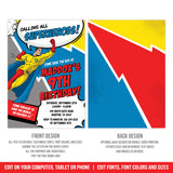 Editable Superhero Party Invitation, Calling All Superheroes Boy Comic Digital Birthday Invite