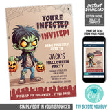 Zombie Halloween Party Invitation Template for Kids