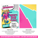 Editable Girl Superhero Birthday Invitation for a Supergirl Party