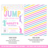 Jump Climb Zipline Play Birthday Invitation. EDITABLE Girls Jumping Bounce Party Invite in Pastels.  JUM1