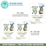 Editable Golfer 70th Birthday Invitation for a man, Golf theme Surprise Party Digital Invite