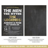 Joint Birthday Party Invite for Men. Men Myths Legends Invitation Template