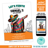 Editable Mexican Fiesta Birthday Invitation. Mexican Man Dabbing Fiesta Party Digital Invite