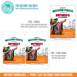 Editable Mexican Fiesta Birthday Invitation. Dabbing Fiesta Digital Invite with Tequila & Nachos