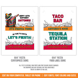 Editable Mexican Fiesta Centerpiece signs. Fiesta Food Label signs. Fiesta Party Decorations for Him. Editable Templates MEX1