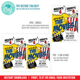 Movie Birthday Invitation for Siblings, Editable Boys Movies Party Digital Invite for Joint Birthday