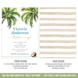 Editable Tropical Retirement Party Invitation Template, Palm Trees Coconut Retire Digital Party Invite