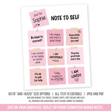 EDITABLE Affirmations for Kids. Daily Self Affirmations, Note to Self Poster Sign, Encouragement Notes Girls NOT1