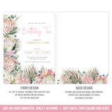 Birthday Tea Party Invitation Template Editable Invite Proteas Woman