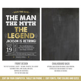 Retirement Party Save the Date. EDITABLE The Man The Myth The Legend Is Retiring Save the Date card. Gold Printable RE1