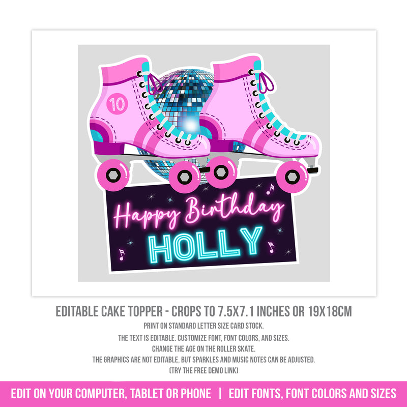 Roller Skating Cake Topper for a Custom Roller Skate Cake Topper Printable