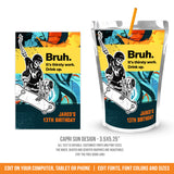 Skateboarding Party Capri Sun Label Template. Skeleton. Graffiti