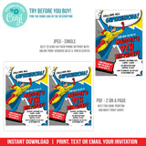 Editable Superhero Party Invitation, Calling All Superheroes Boy Comic Digital Birthday Invite