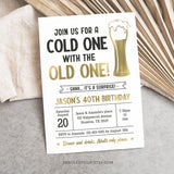 Editable Surprise 40th Birthday Invitation for a Man, Beers Cold One for the Old One Digital Invite