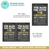 Editable Surprise 50th Birthday Invitation Template for The Man The Myth The Legend