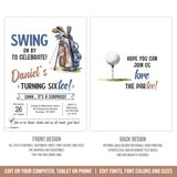 Editable Golf Surprise 60th Birthday Invitation for a man, Golf Theme Party Digital Invite