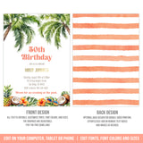 Tropical 50th Birthday Invitation Template Woman Any Age