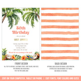 Editable Tropical 50th Birthday Invitation Template for a Woman, Any Age Digital Party Invite