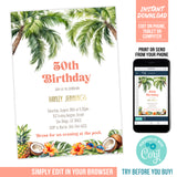 Tropical 50th Birthday Invitation Template Woman Any Age