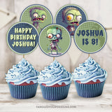 Calling all little zombies to feast with these editable Zombie Cupcake Toppers. Perfect for adding a personalized spooky twist to your zombie apocalypse birthday party!