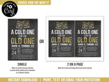 Editable Whiskey Birthday Invitation. A Cold One for the Old One Party Digital Invite