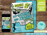 Ziplining Birthday Invitation for Boys, Climb & Zipline Party Editable Invite, Instant Download Ziplining Party Invite, Edit in Corjl BZ1