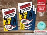 Riding Birthday Thank You Tags. EDITABLE BMX Biker Scooter Party Favor Tag Template BS1