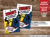 Riding Birthday Thank You Tags. EDITABLE BMX Biker Scooter Party Favor Tag Template BS1