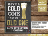 40th Birthday Sign. Personalized Beer Party Decoration Sign