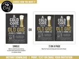 A Cold One for the Old One Editable Birthday Invitation, Beers Party Digital Invite