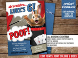 Magic Party Invite with a Rabbit in a Hat. EDITABLE Magician or Magic Show Birthday Invitation. Instant Download